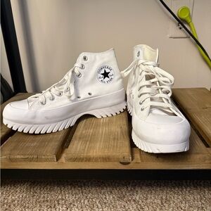Converse White High-Top Sneakers with Chunky Sole